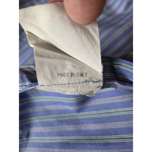 Les Copains Men 100% Cotton Striped Button Down Shirt Size 42 Made in Italy - Picture 11 of 11